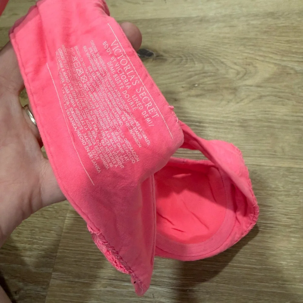 Victoria's Secret Body by Victoria Lined Demi Bra Neon Pink Lace Underwire 34B
